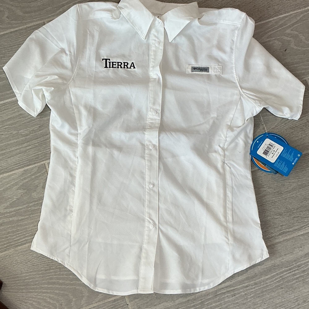 Columbia PFG White Short Sleeve Snap UPF 40 Shirt Omni-Wick Women’s S Small